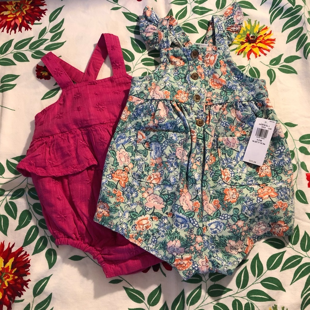 Two 0-3M Old Navy Rompers